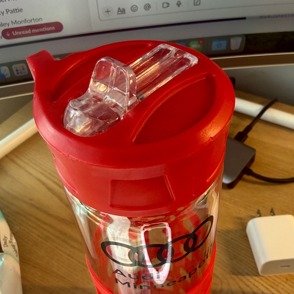 Audi Red Water Bottle with Protective Sleeve - Picture 3 of 8